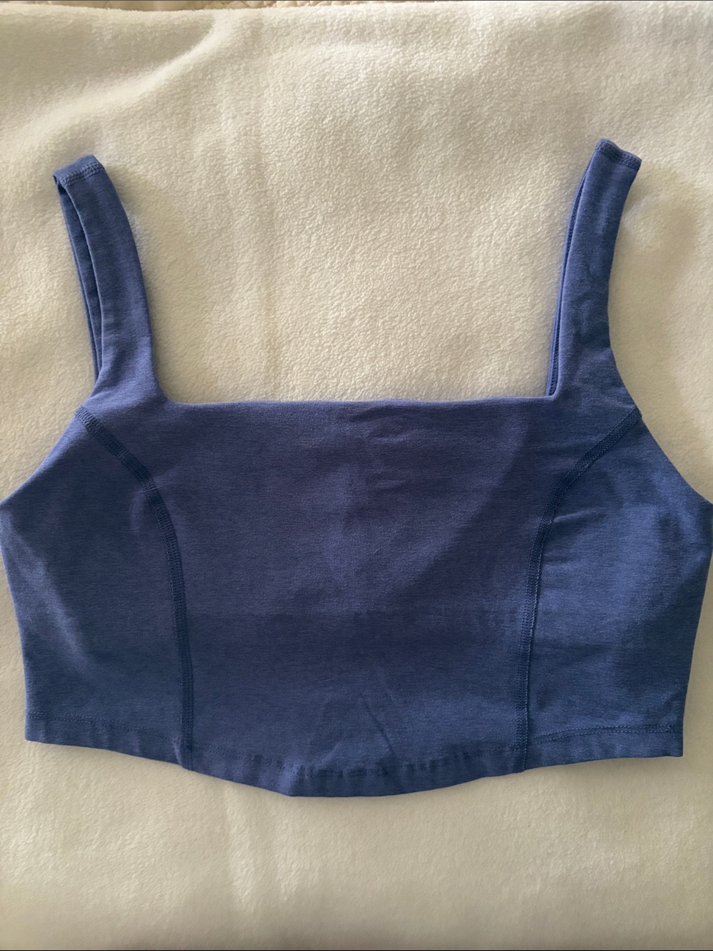 Beyond Yoga Square-Neck Cropped Tank Top — Navy Blue